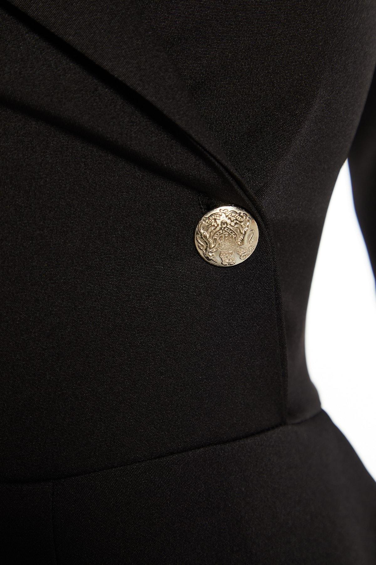 Black Lapel Collared Jumpsuit, , large image number 7
