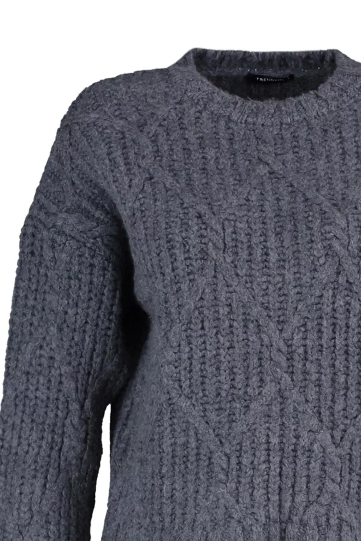 Gray Oversize Turtleneck Sweater, Gray, large image number 5
