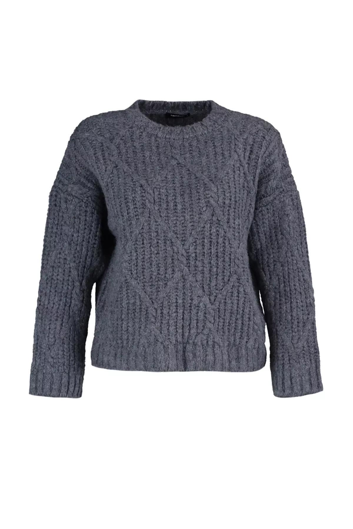 Gray Oversize Turtleneck Sweater, Gray, large image number 6