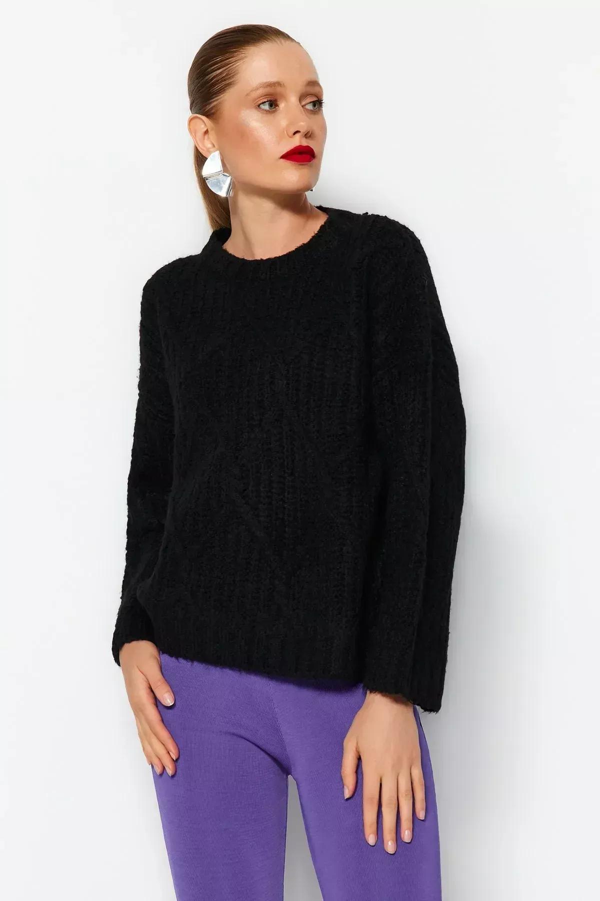 Black Oversize Sweater, Black, large image number 2