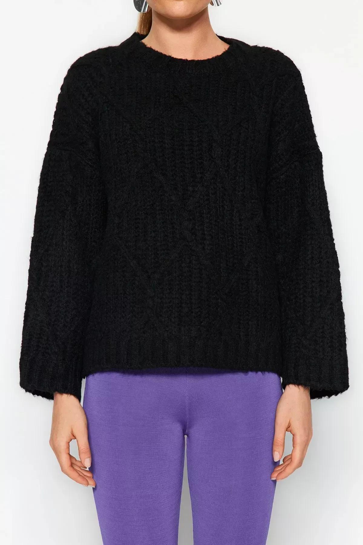 Black Oversize Sweater, Black, large image number 3