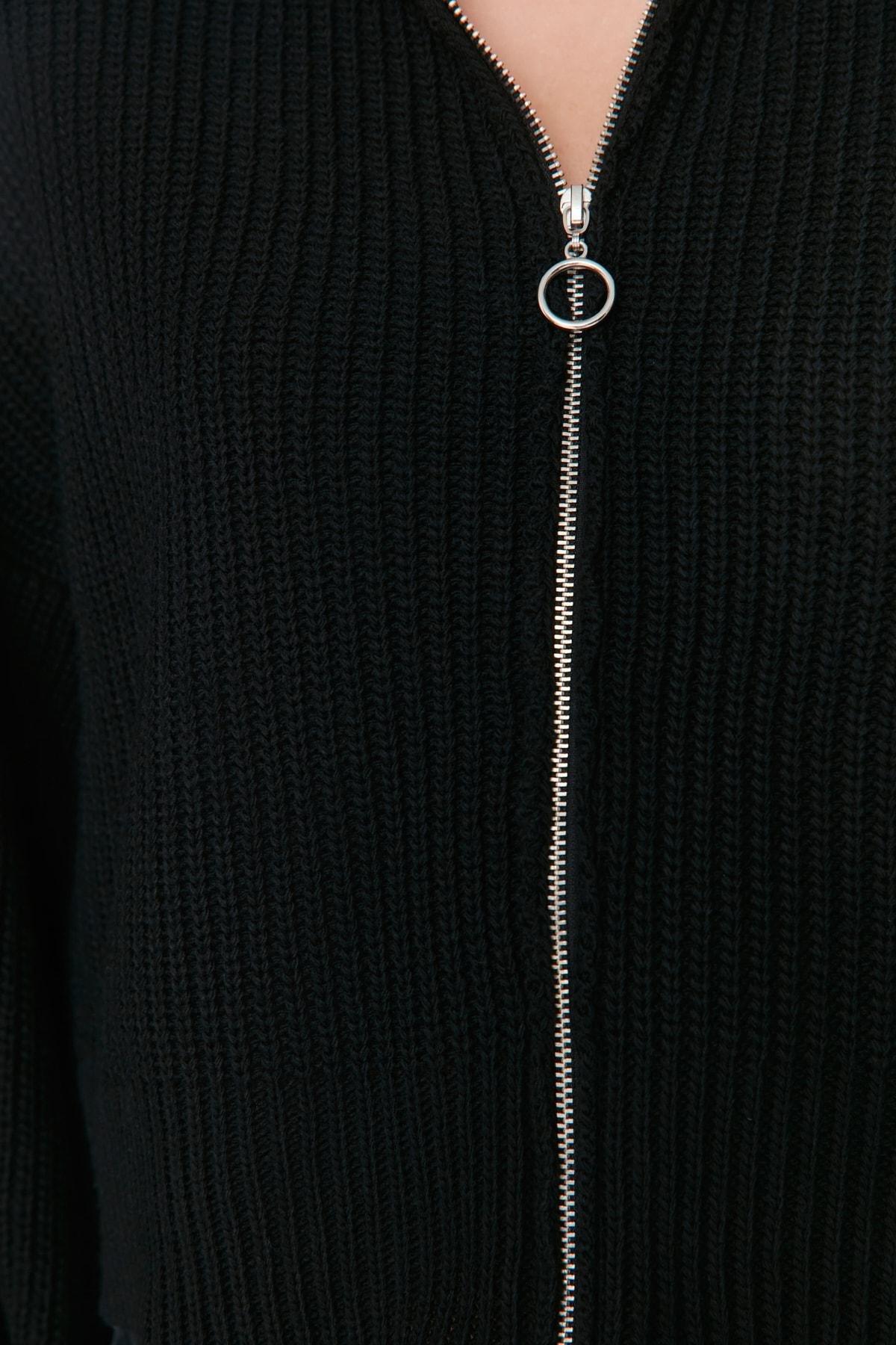 Black Standing Collar Cardigan, , large image number 3