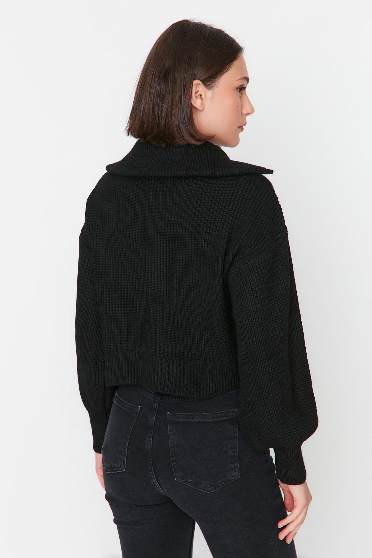 Black Standing Collar Cardigan, , large image number 4