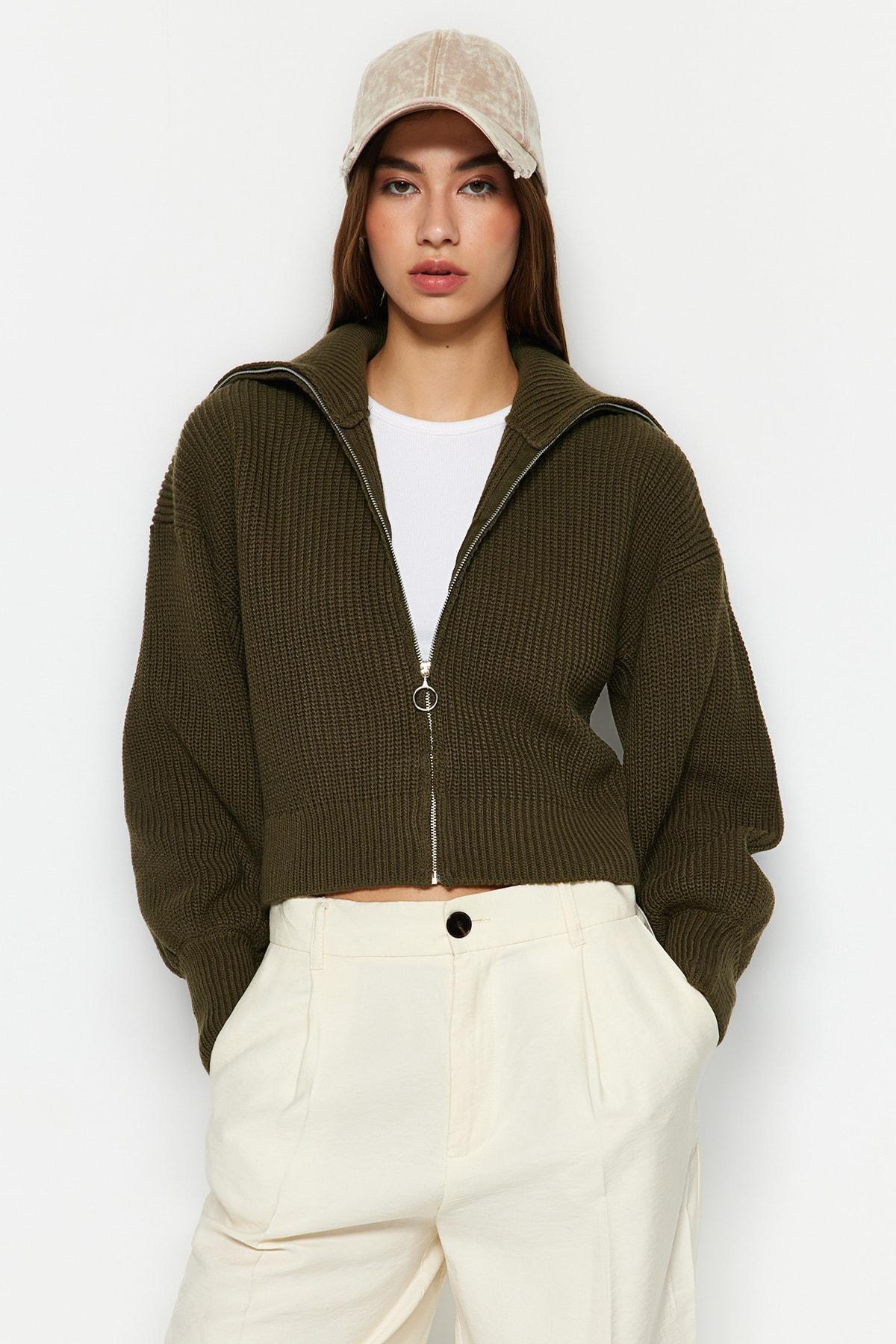 Cardigan - Khaki - Regular fit, Single, , large image number 1