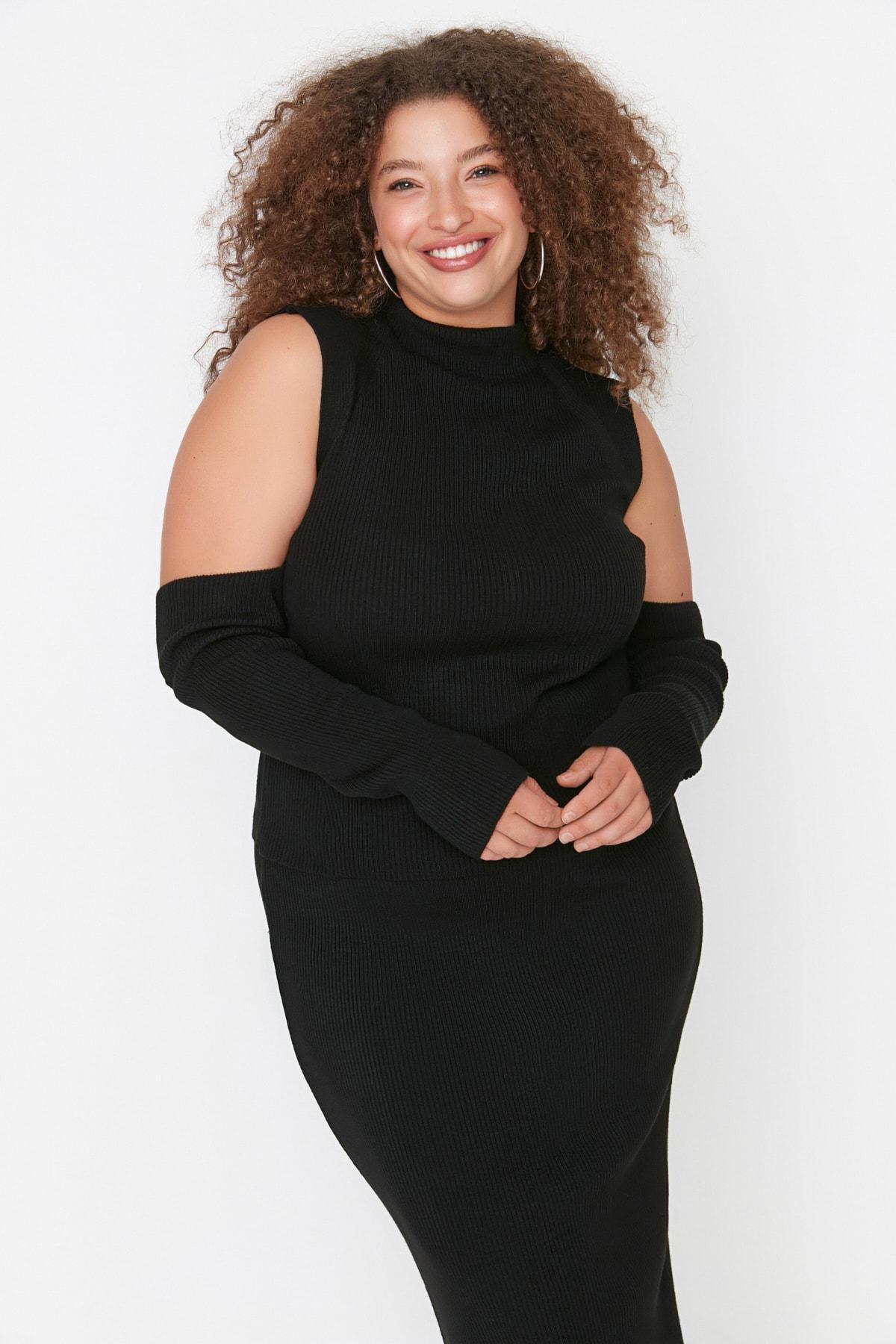 Black Fitted Plus Size Co-Ord Set, , large image number 1