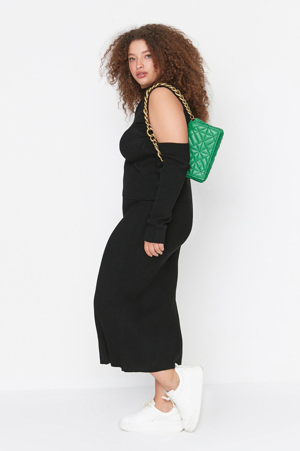 Black Fitted Plus Size Co-Ord Set, , large image number 3