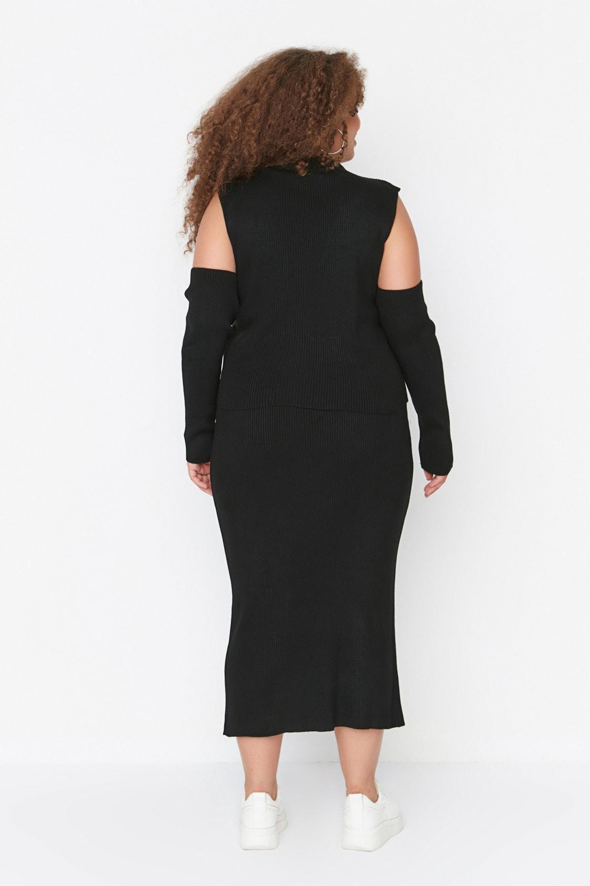 Black Fitted Plus Size Co-Ord Set, , large image number 4