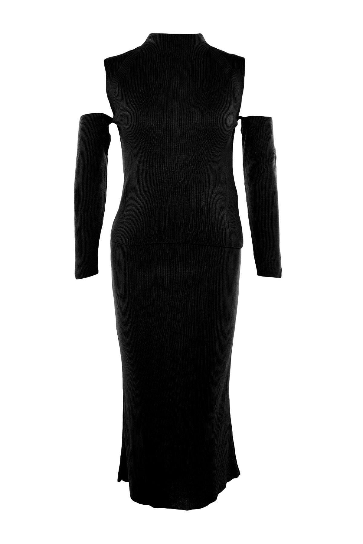 Black Fitted Plus Size Co-Ord Set, , large image number 5