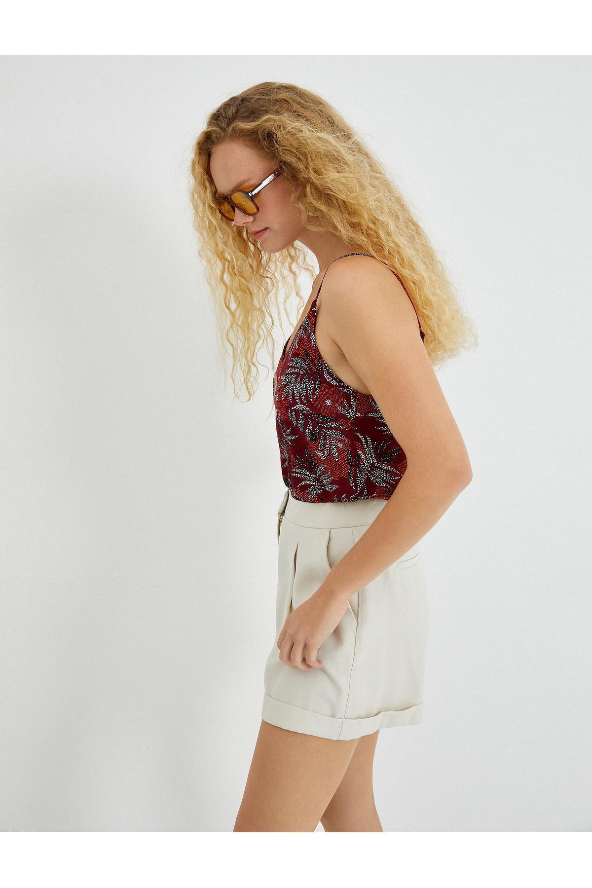 Koton - Red Pattern V-Neck Tank Top