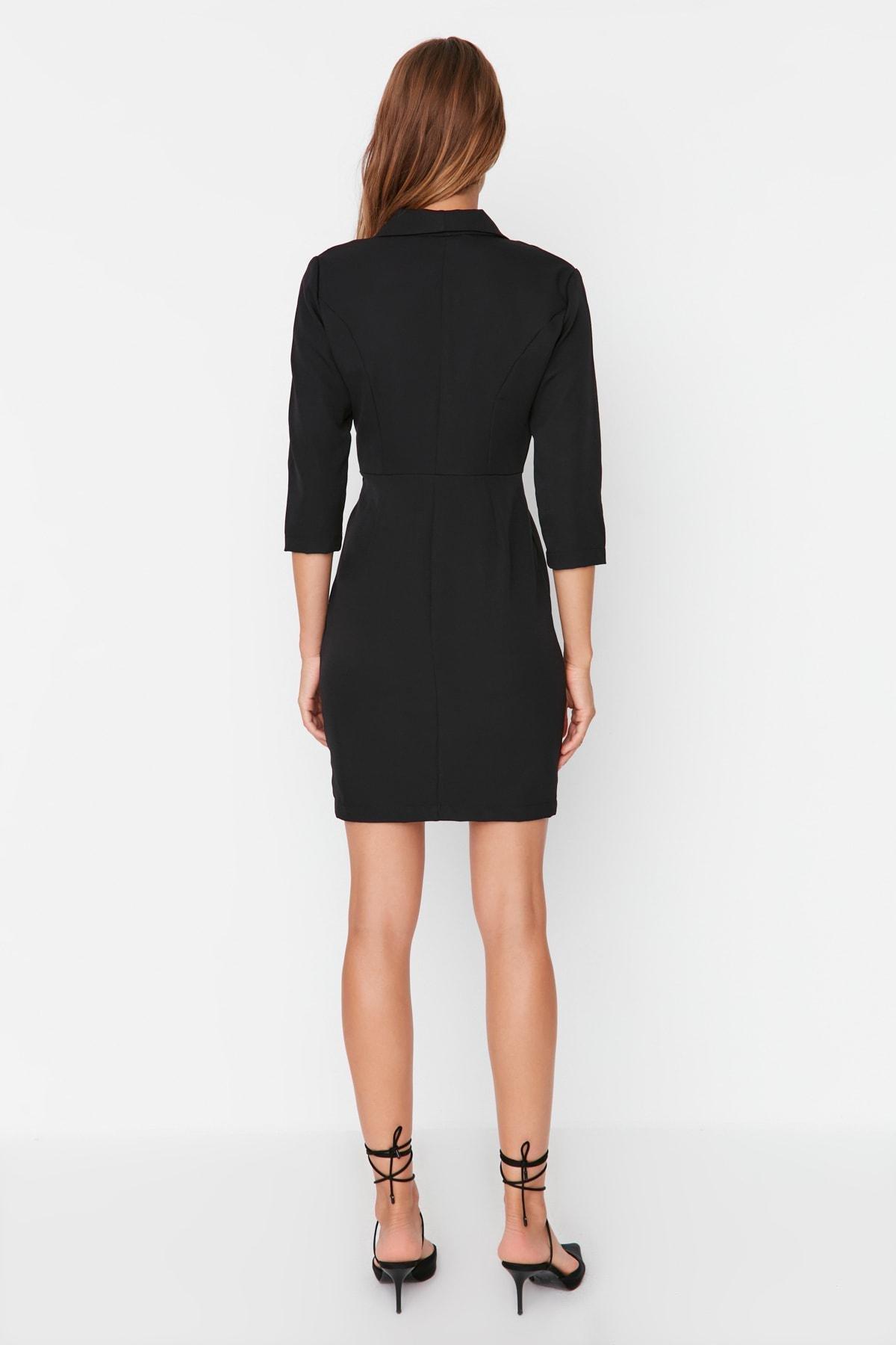 Black Bodycon Fitted Dress, Black, large image number 4