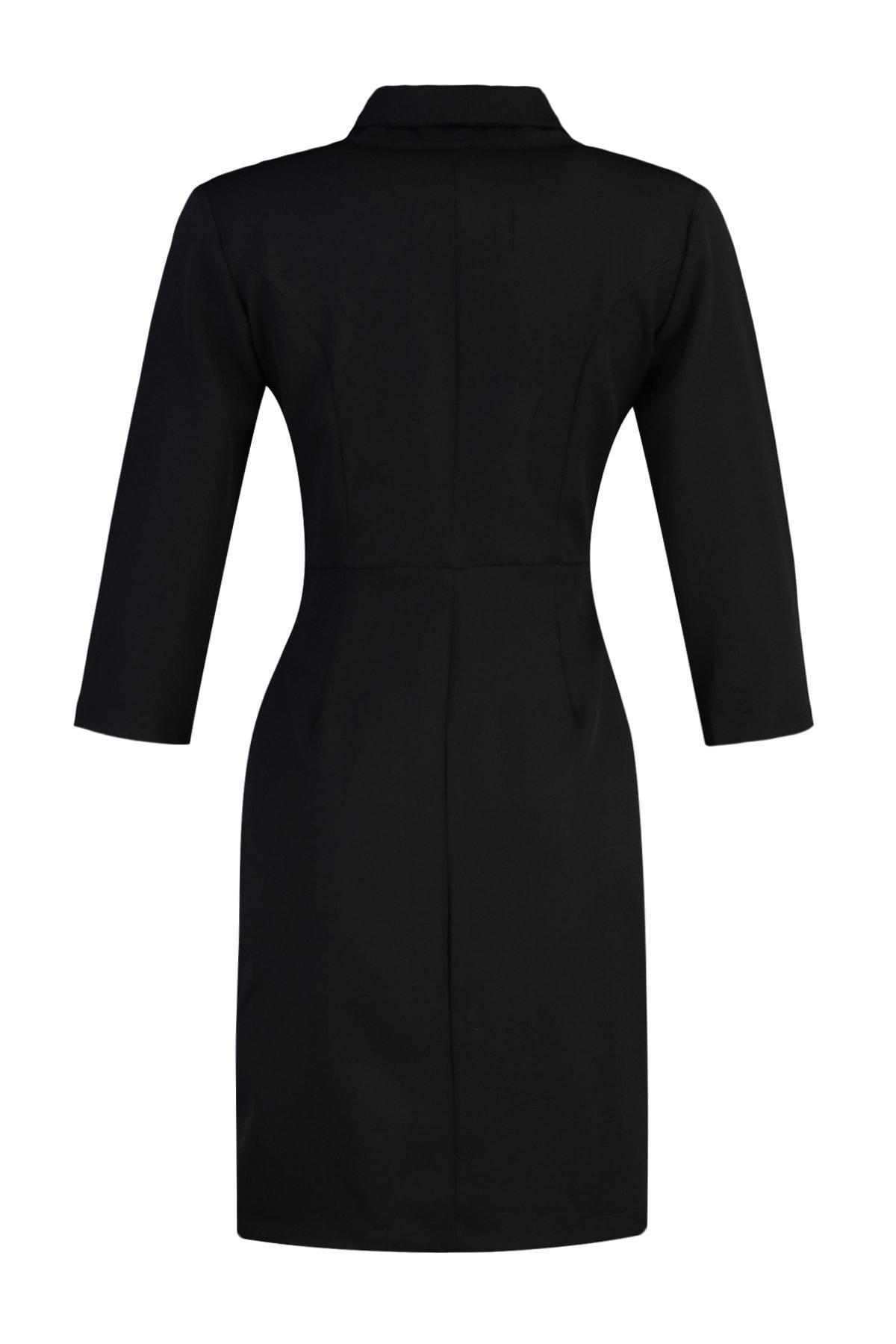 Black Bodycon Fitted Dress, Black, large image number 7