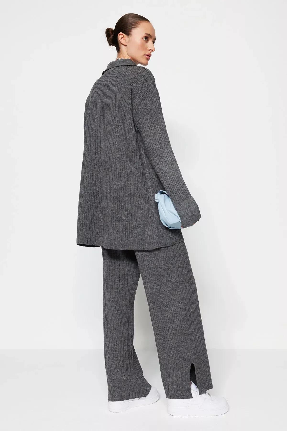 Black Lapel Collar Co-Ord Set, Black, large image number 4