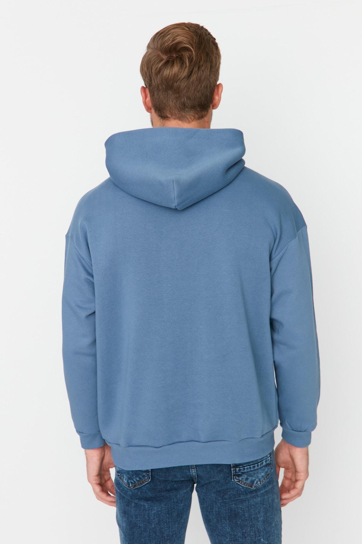 Blue Printed Oversize Sweatshirt, , large image number 5