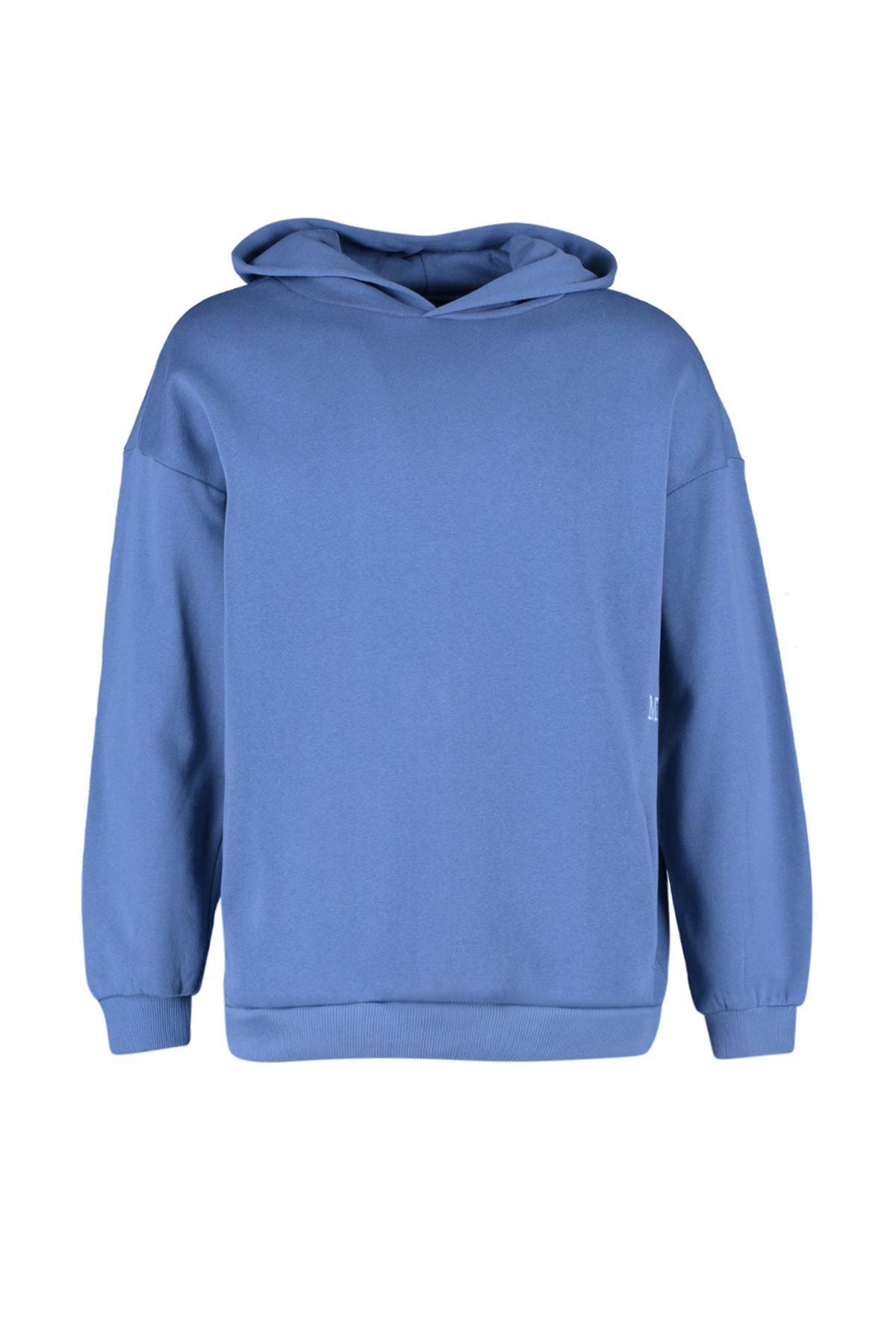 Blue Printed Oversize Sweatshirt, , large image number 6