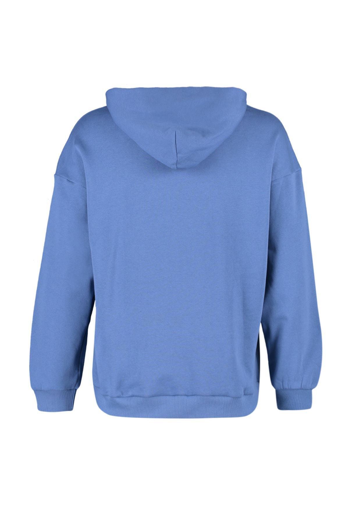Blue Printed Oversize Sweatshirt, , large image number 8