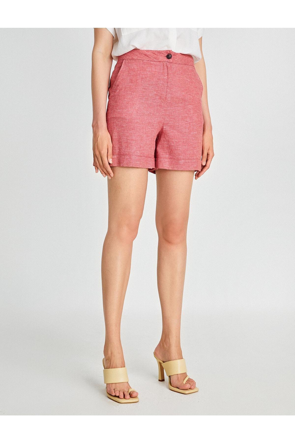 Koton - Red Pockets Linen Shorts
