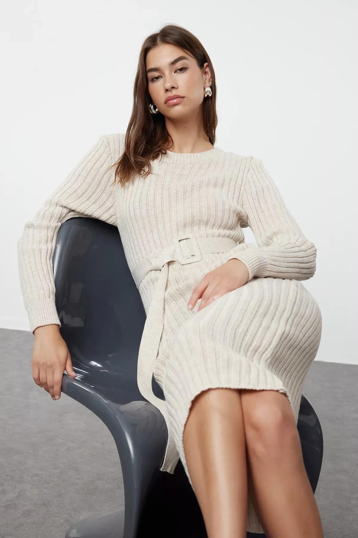 فستان بقصة على شكل حرف A، بيج, Beige, large image number 1