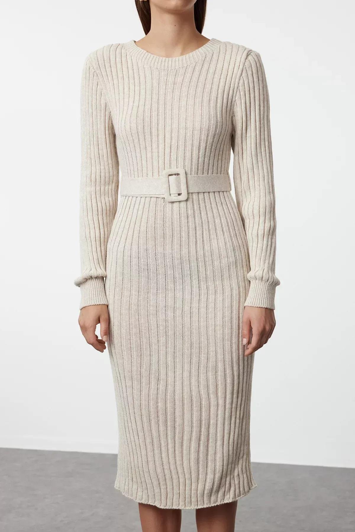 Beige A-Line Dress, Beige, large image number 3