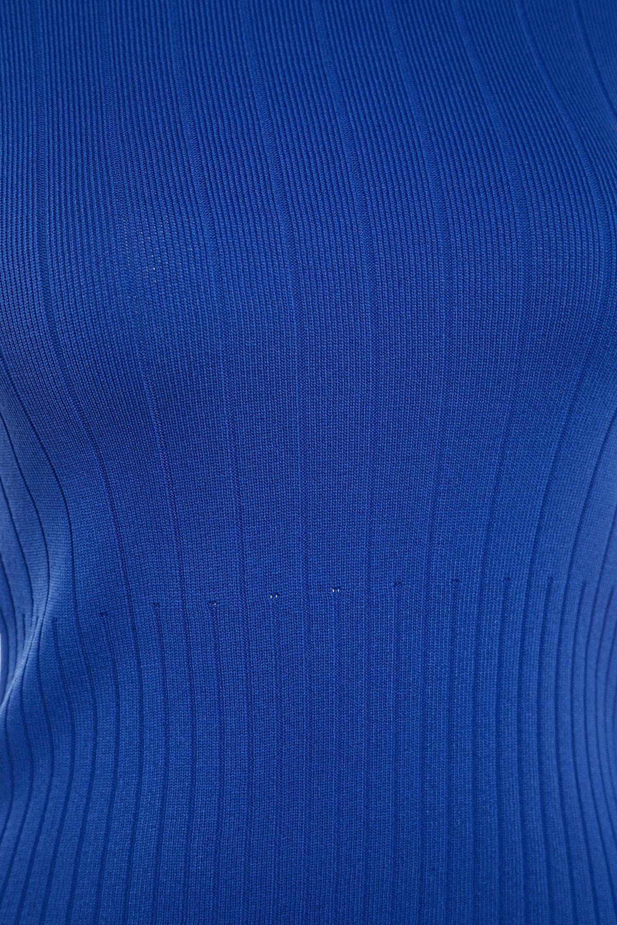 Blue Crew Neck Slim Sweater, , large image number 5