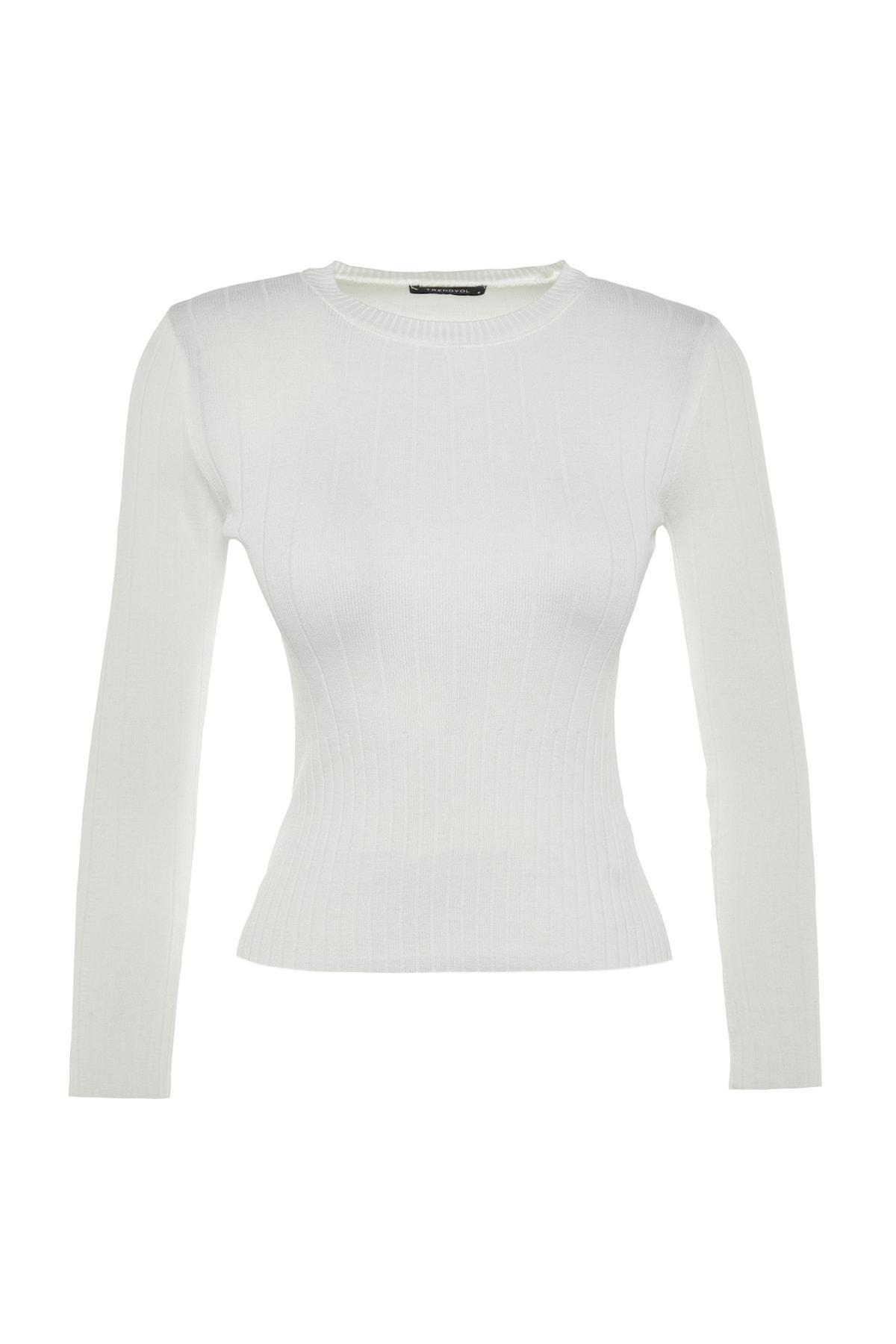 Ecru Crew Neck Slim Sweater, , large image number 5