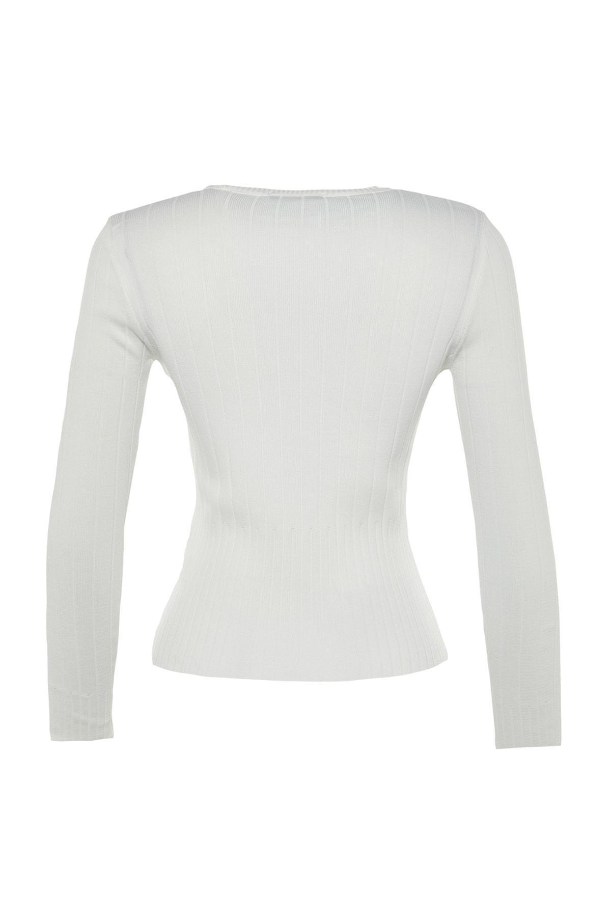 Ecru Crew Neck Slim Sweater, , large image number 7