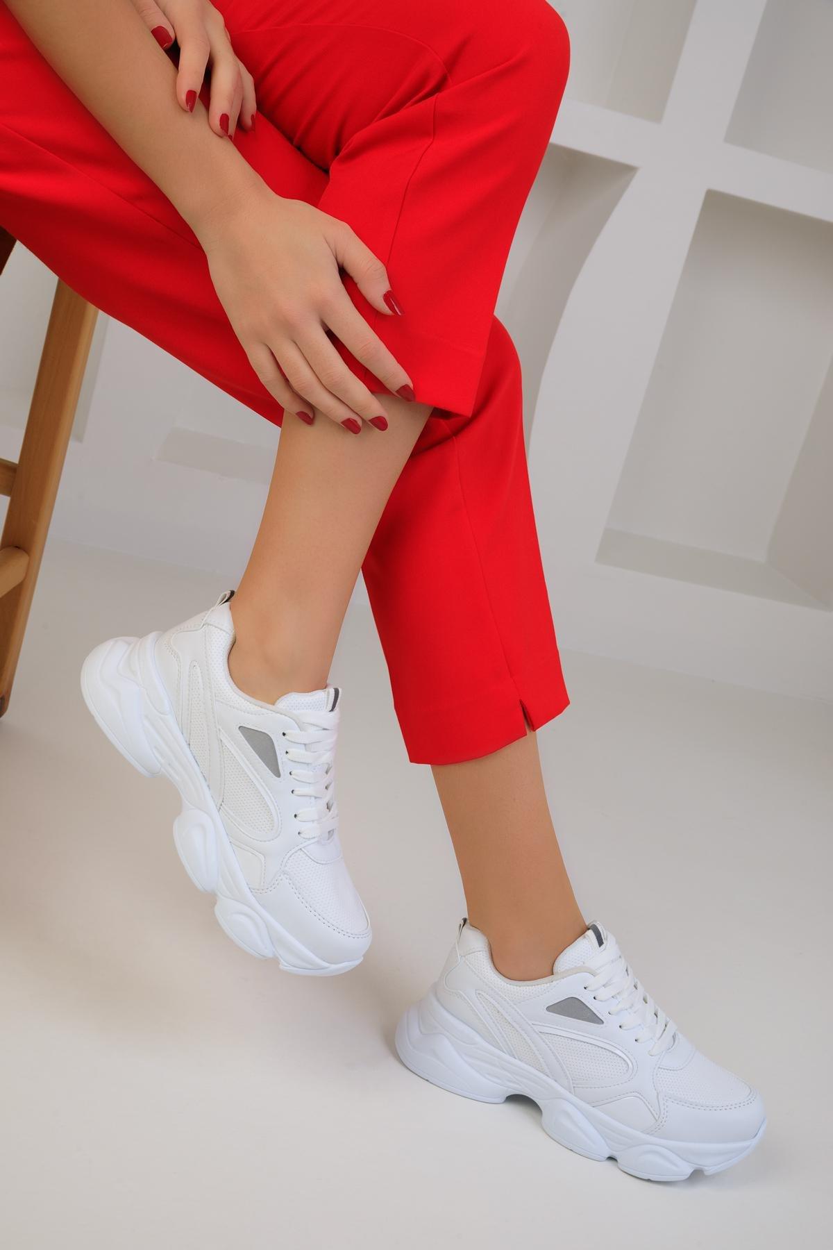 White Lace-Up Sneakers, C101_3918, large image number 0