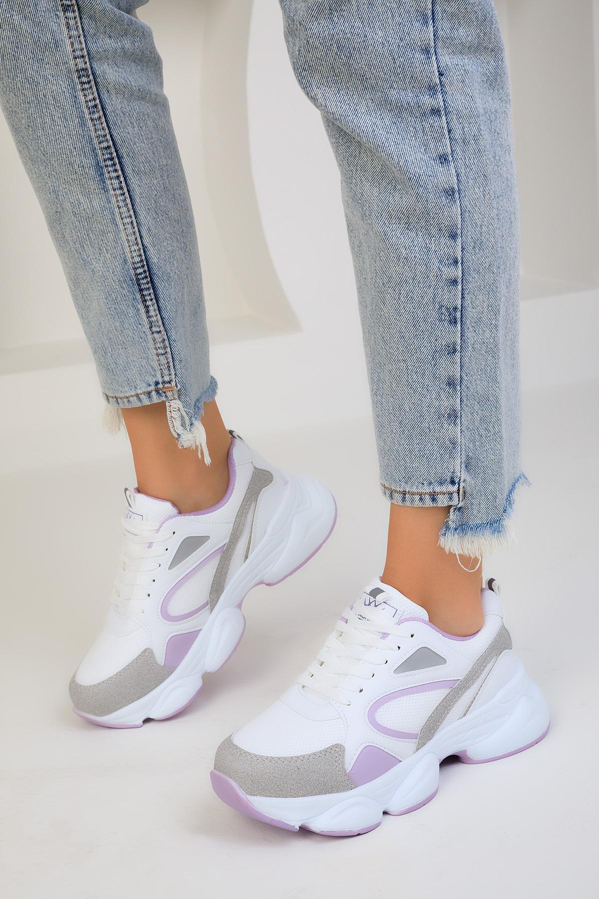 White Lace-Up Sneakers, C101_4540, large image number 0