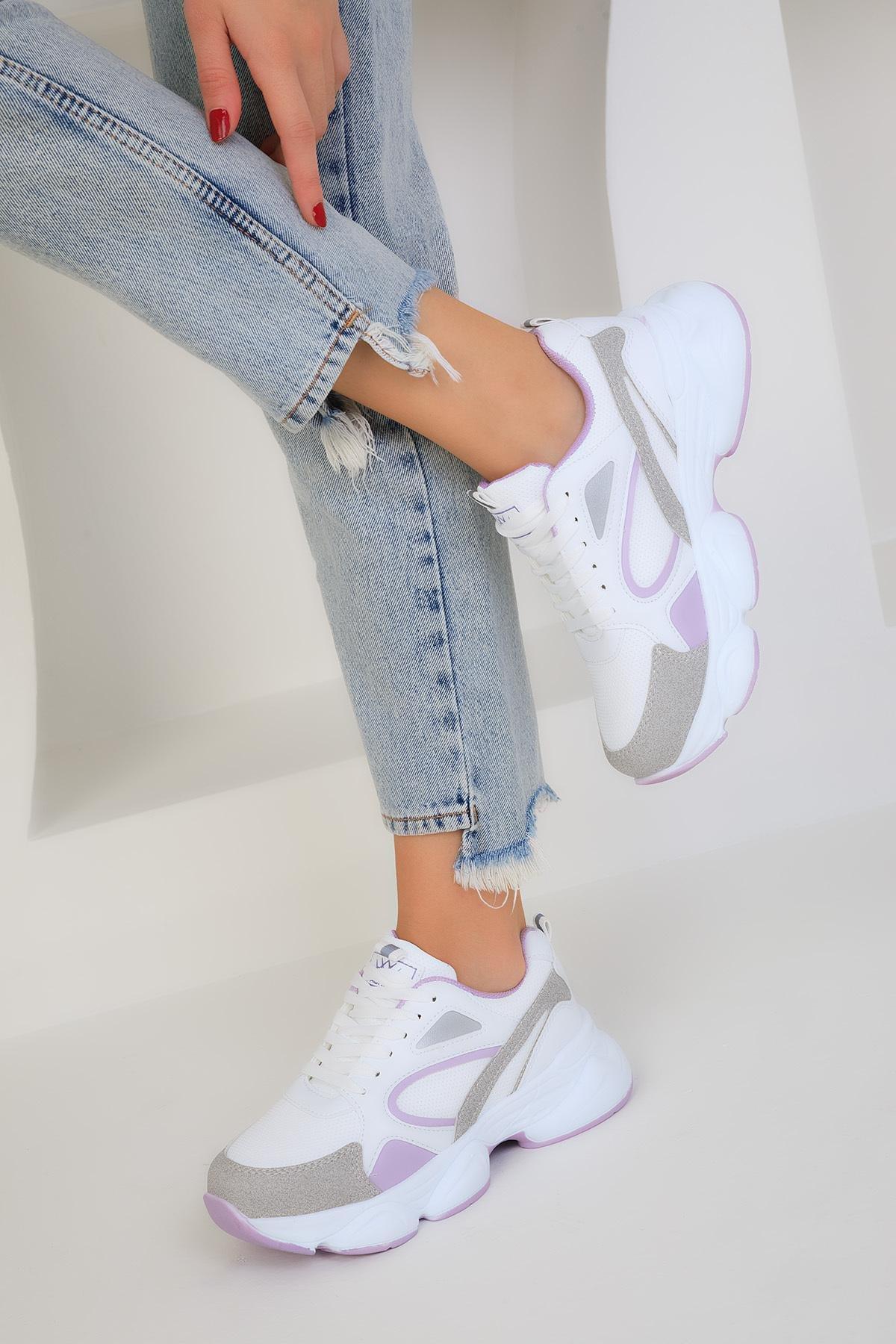 White Lace-Up Sneakers, C101_4540, large image number 1