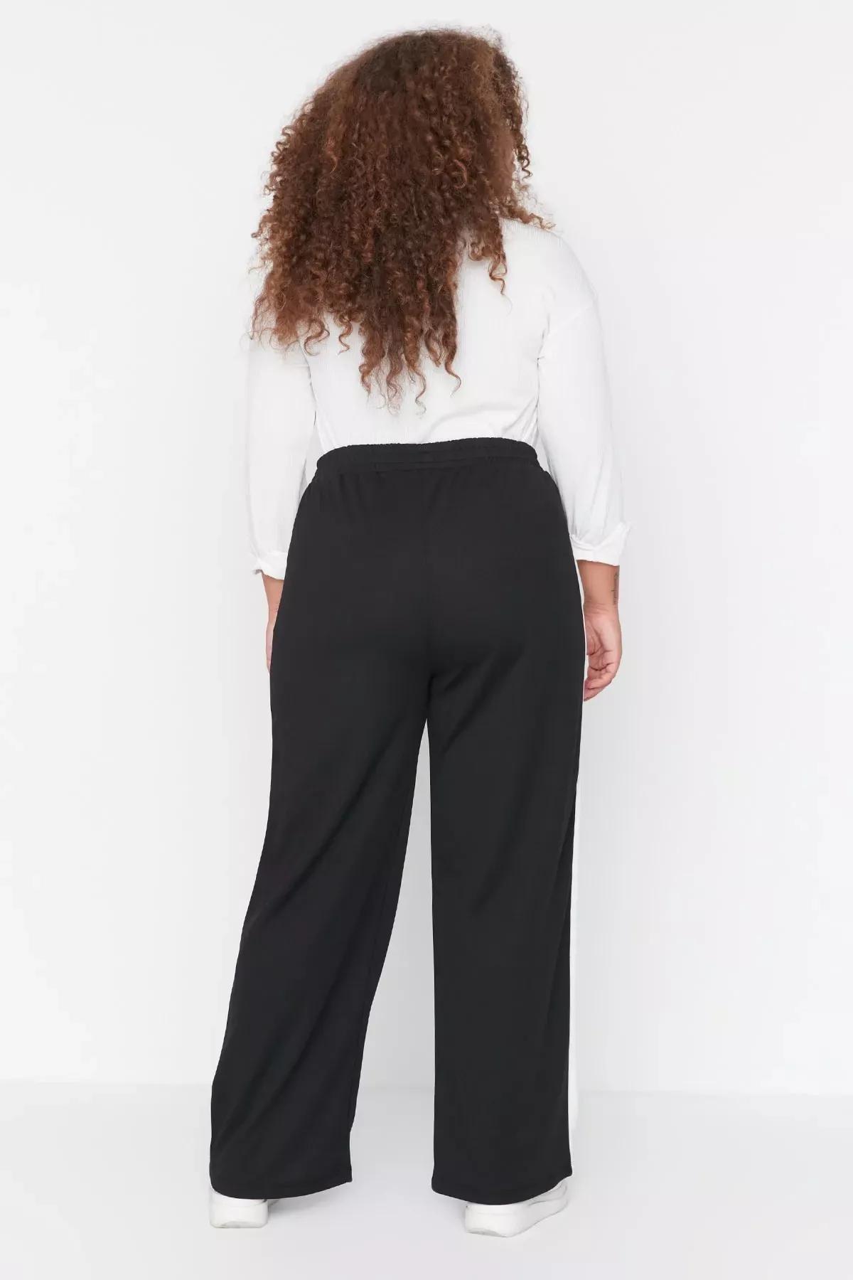 Black Relaxed Plus Size Pants, Black, large image number 4