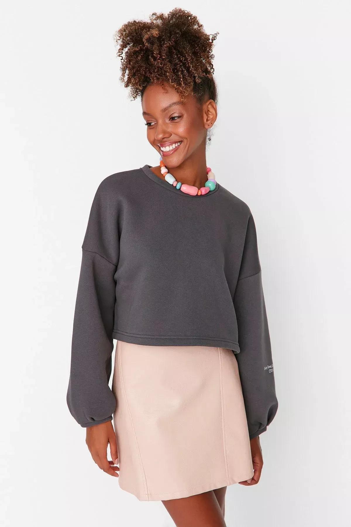 Black Oversize Sweatshirt, Black, large image number 0