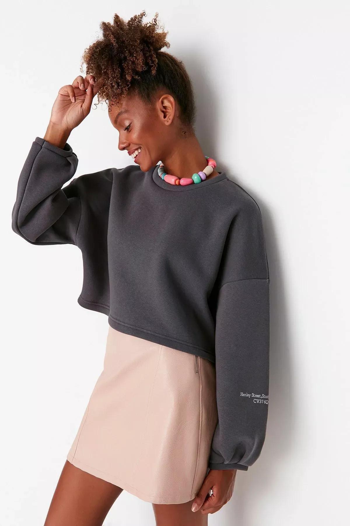 Black Oversize Sweatshirt, Black, large image number 1