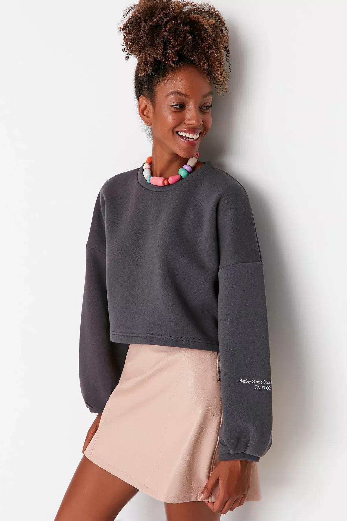 Black Oversize Sweatshirt, Black, large image number 4