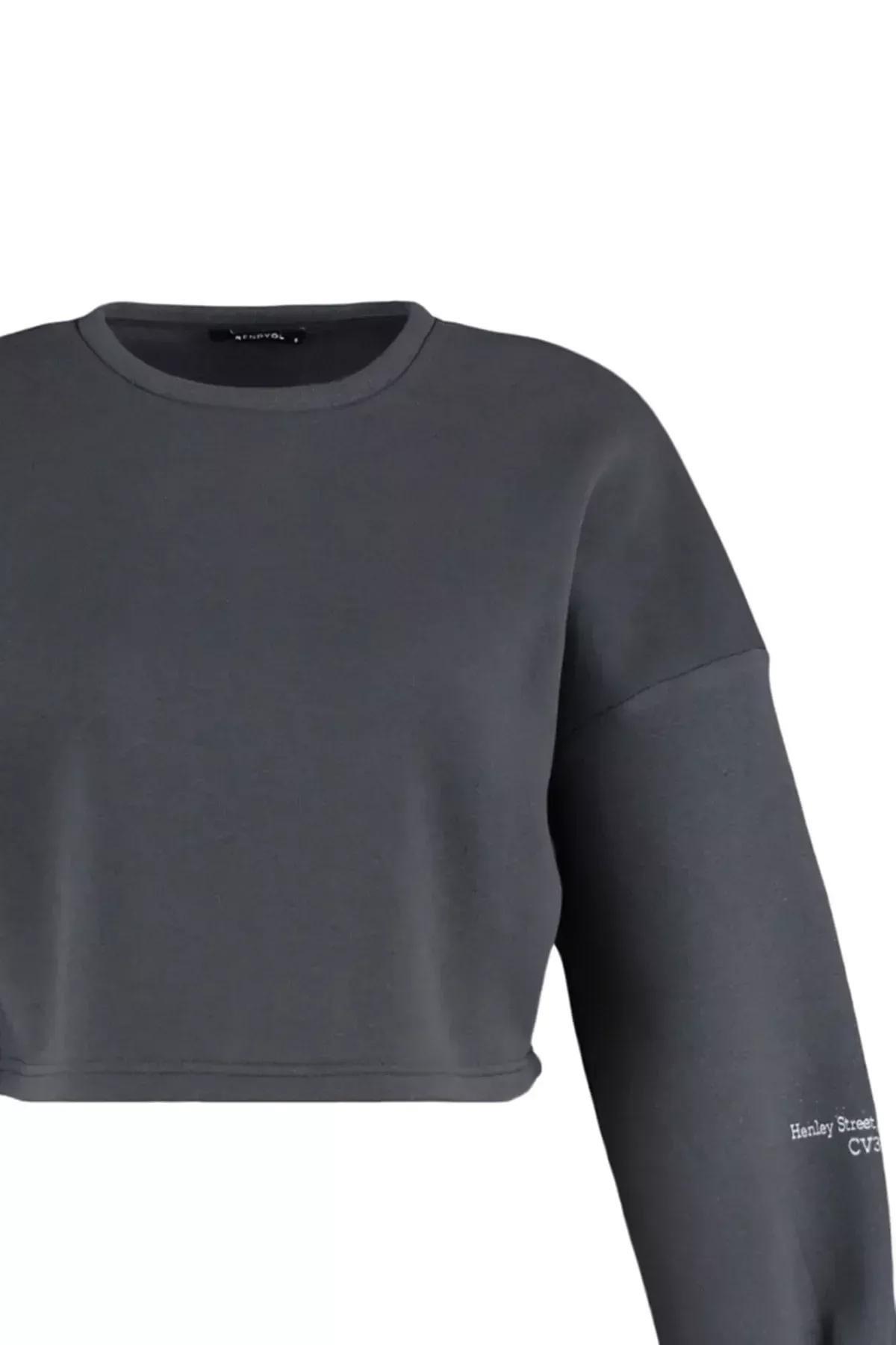 Black Oversize Sweatshirt, Black, large image number 5