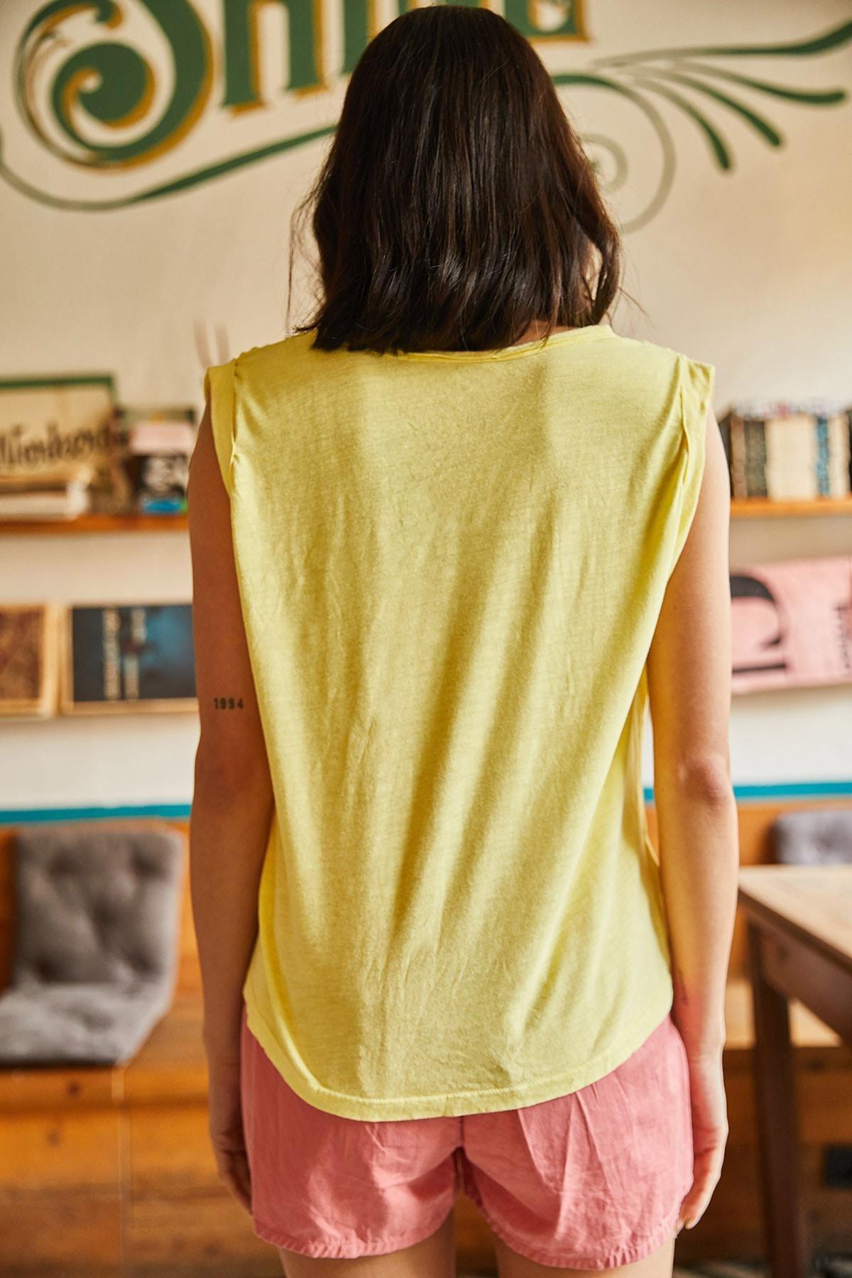 Yellow Printed Flamed Knitted T-Shirt, , large image number 3