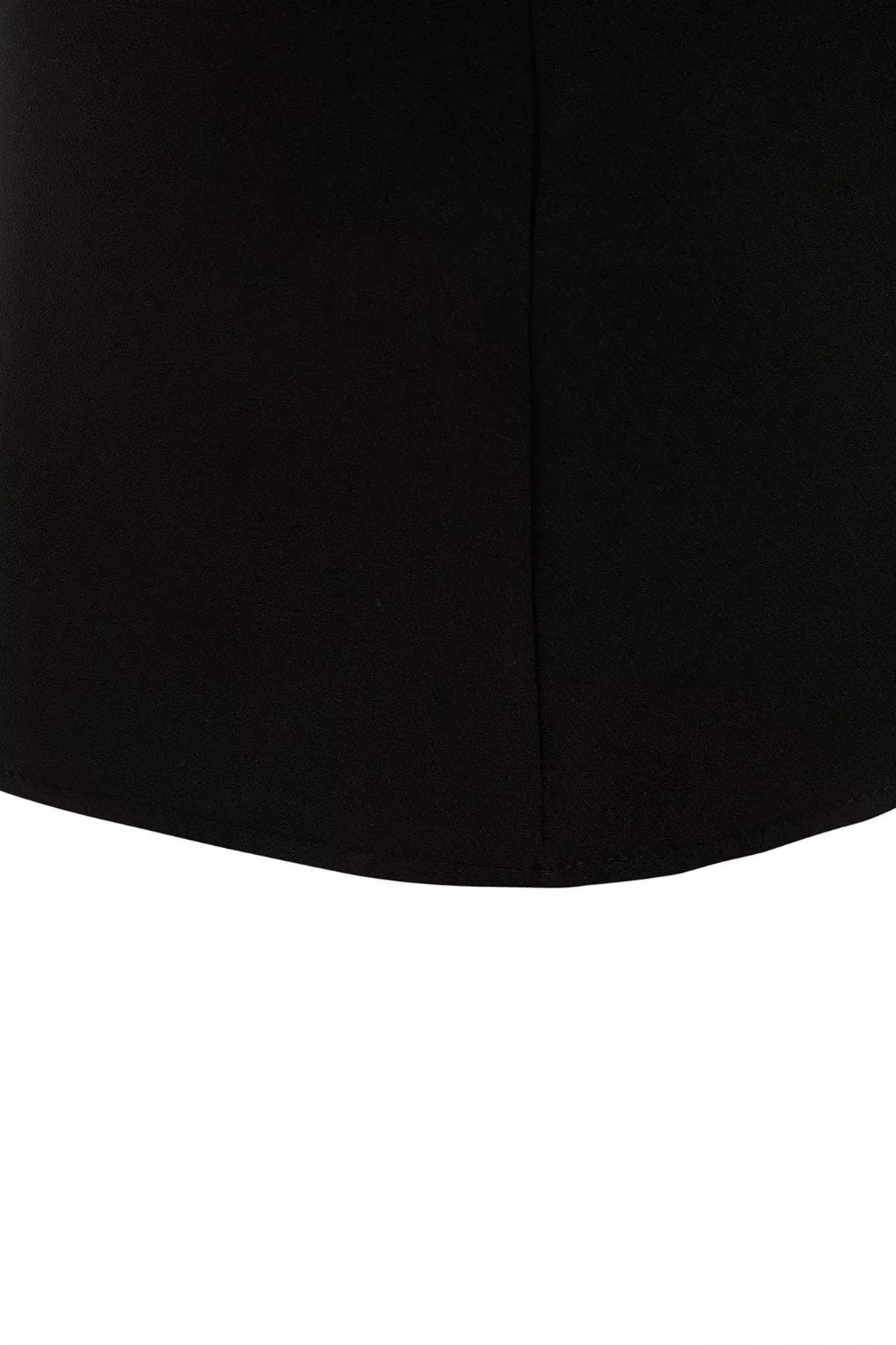 Black Straight Mini Skirt, Black, large image number 5