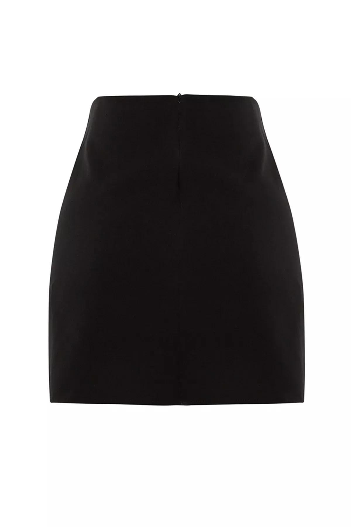 Black Straight Mini Skirt, Black, large image number 6