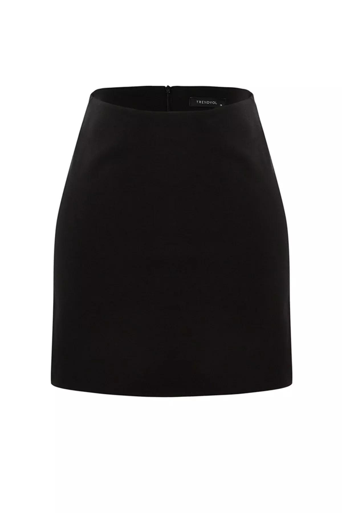 Black Straight Mini Skirt, Black, large image number 7