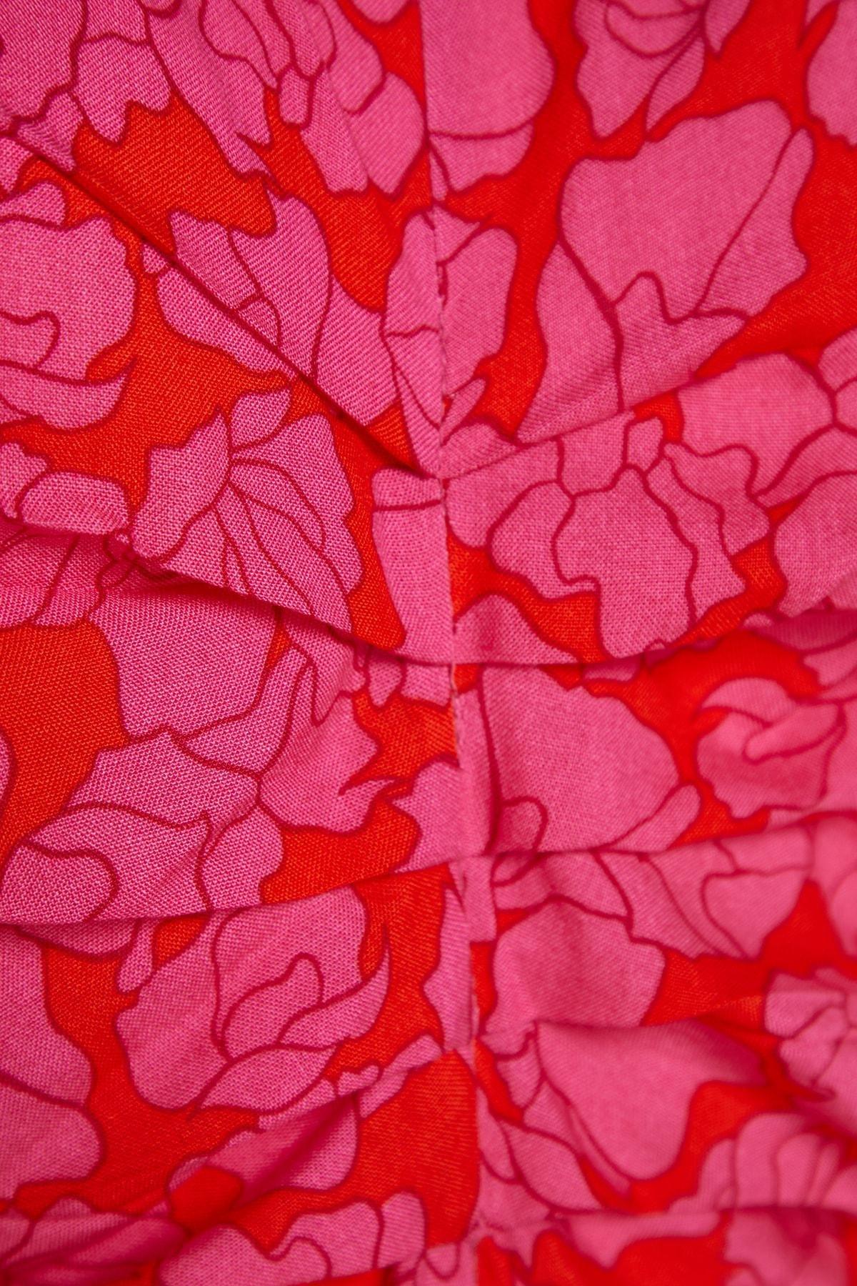 Pink Floral Patterned Woven Dress, Pink, large image number 6