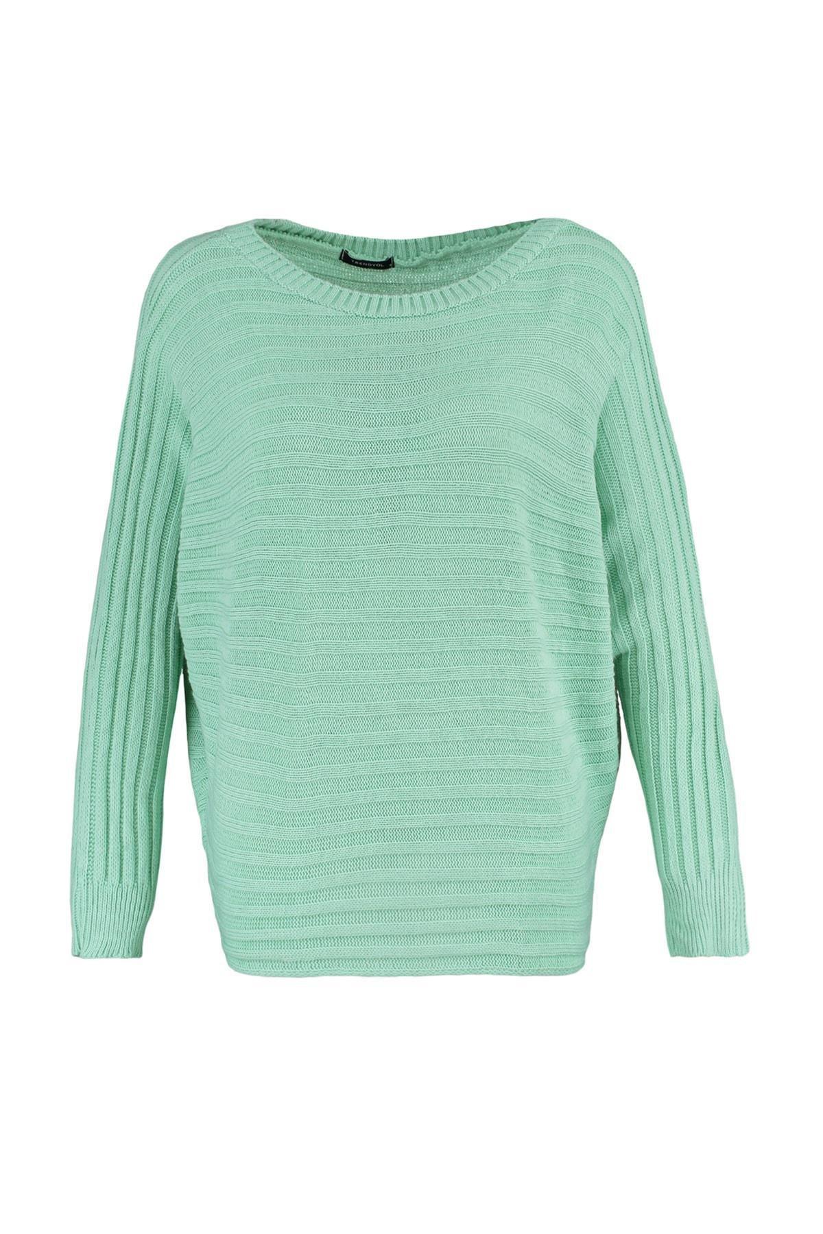 Green Striped Carmen Collar Sweater, , large image number 5
