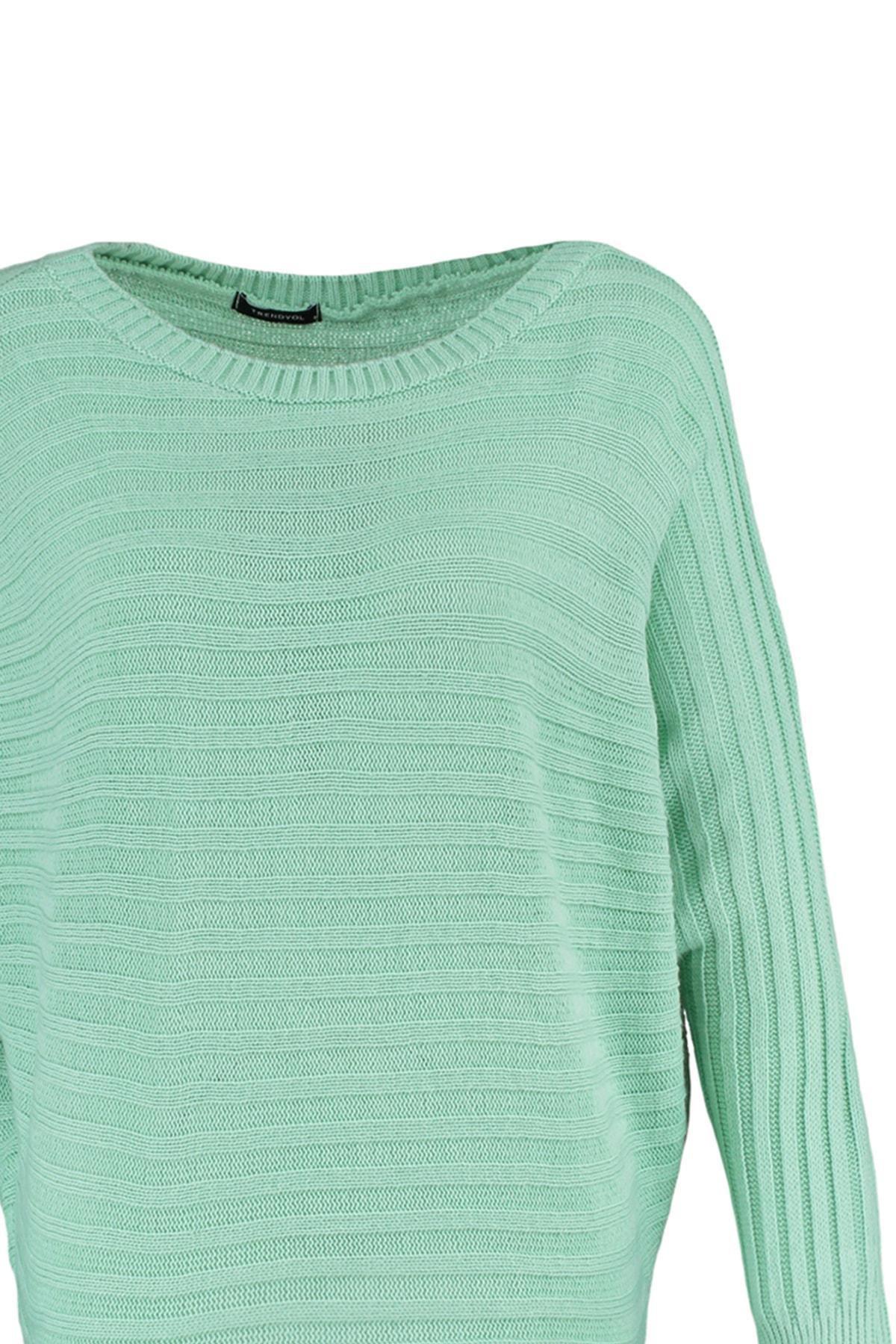 Green Striped Carmen Collar Sweater, , large image number 6