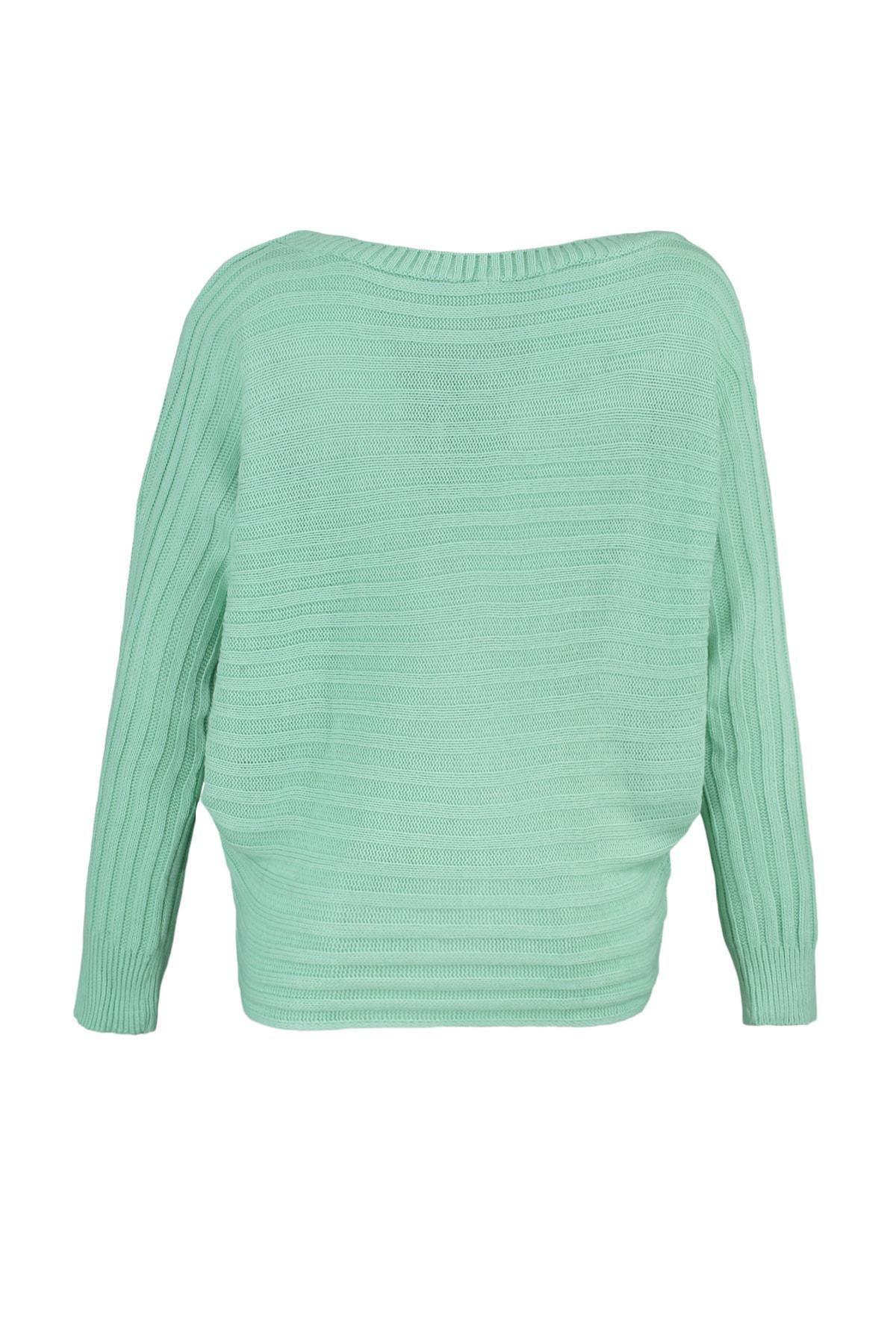 Green Striped Carmen Collar Sweater, , large image number 7