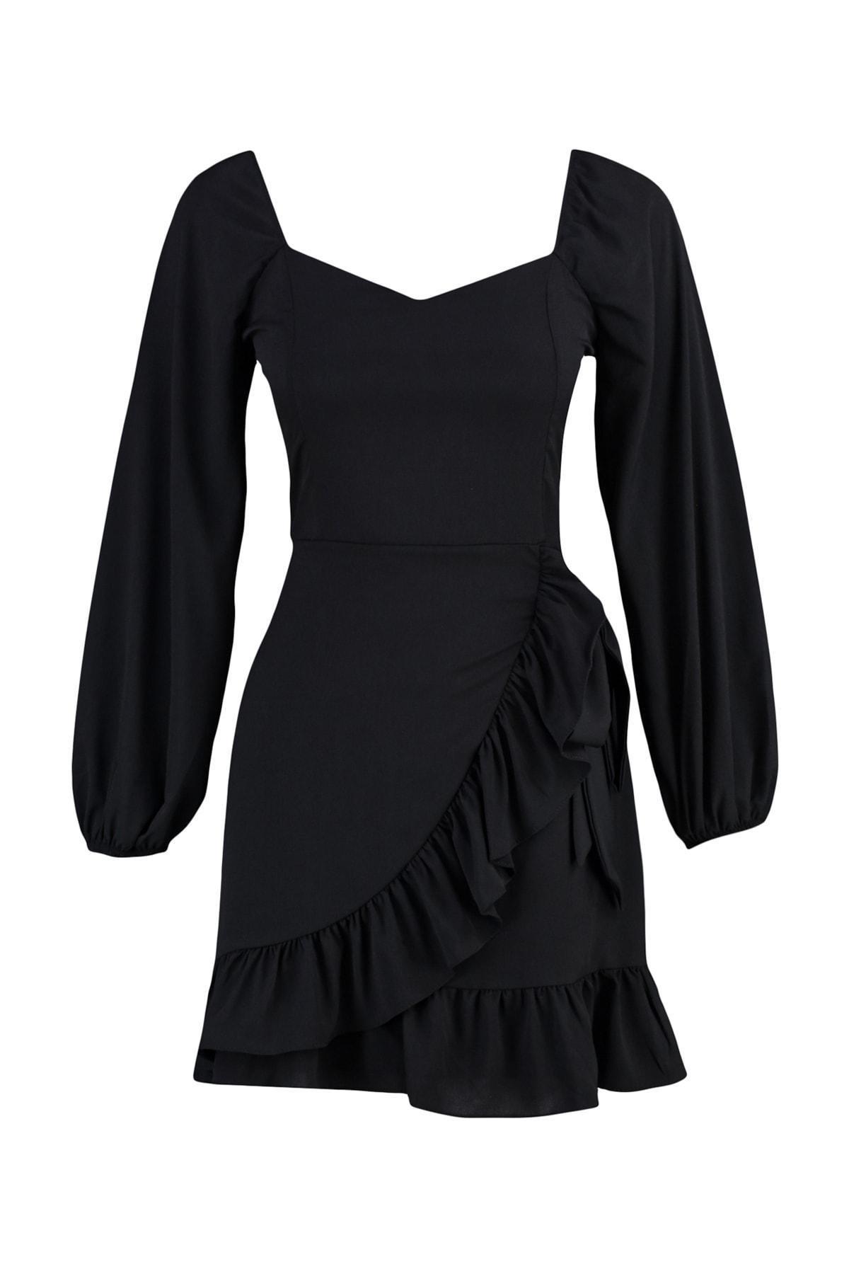 Trendyol - Black A-Line Sweetheart Dress