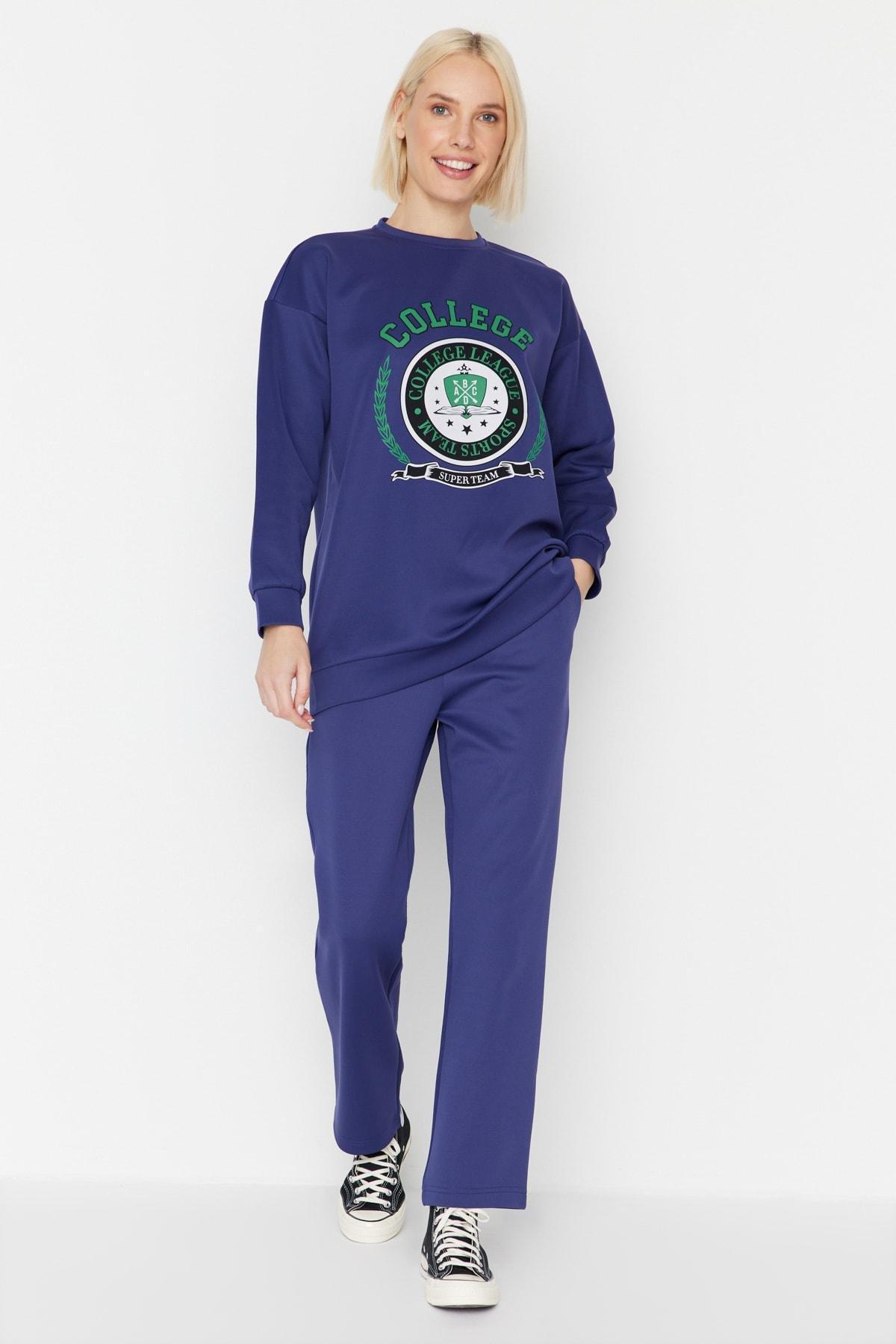 Navy Graphic Sweatsuit Co-Ord Set, , large image number 0