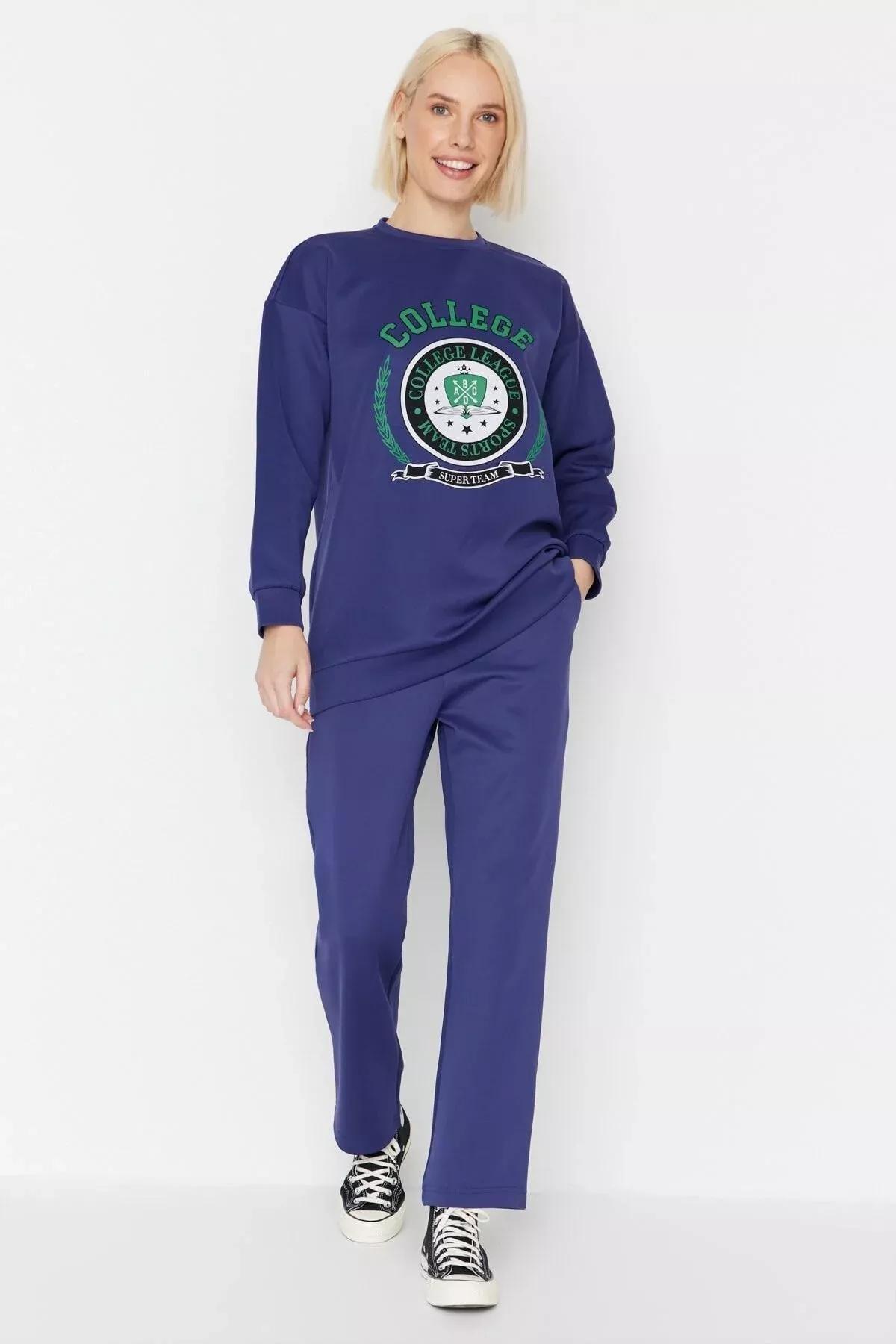 Navy Graphic Sweatsuit Co-Ord Set, , large image number 0