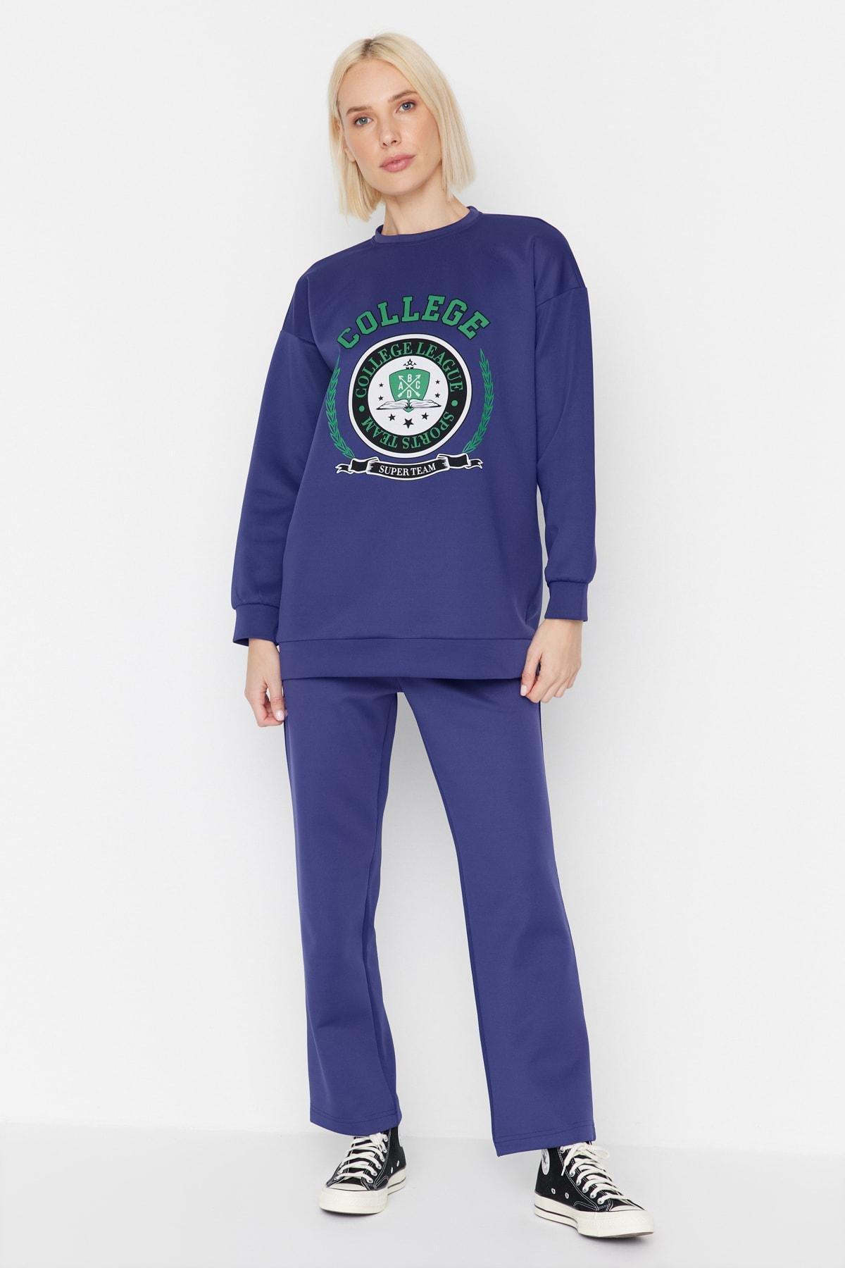 Navy Graphic Sweatsuit Co-Ord Set, , large image number 1