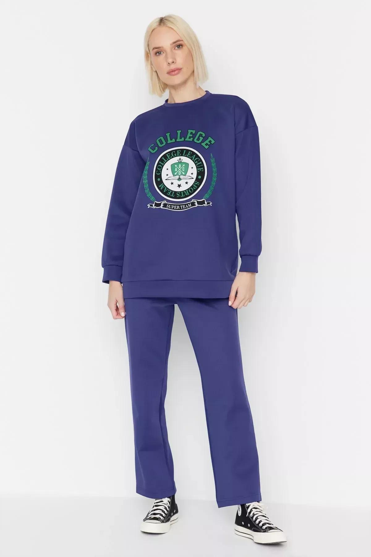 Navy Graphic Sweatsuit Co-Ord Set, , large image number 1