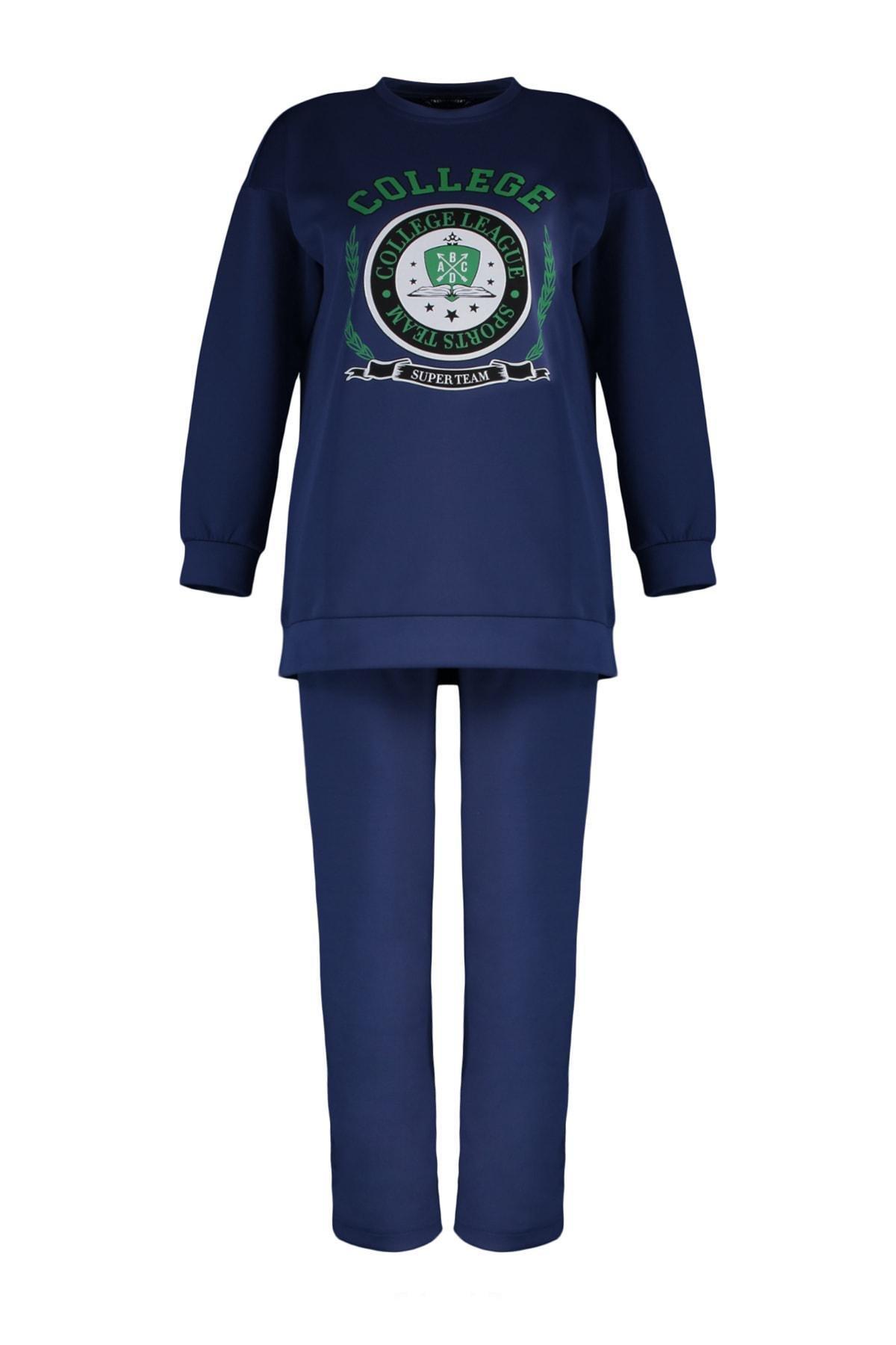 Navy Graphic Sweatsuit Co-Ord Set, , large image number 5