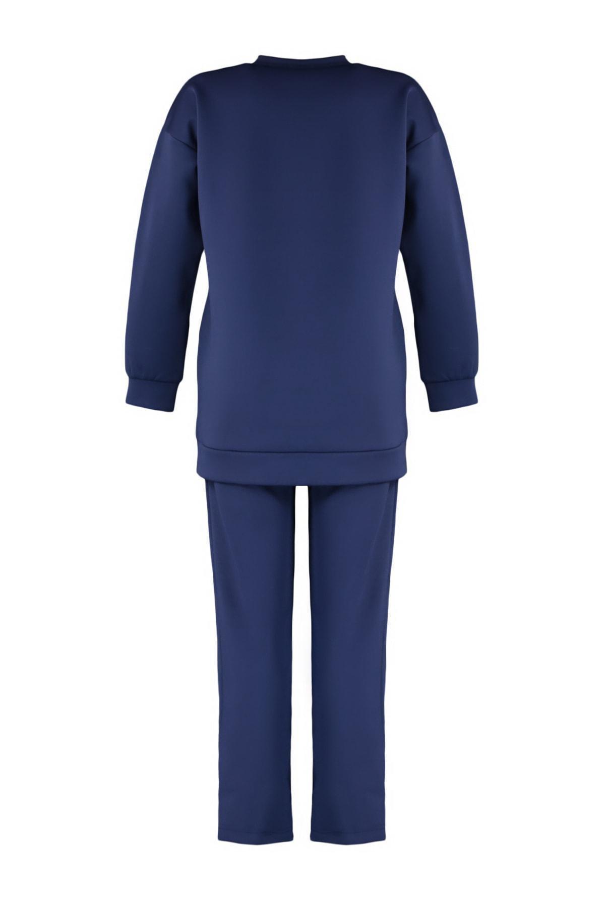 Trendyol - Navy Graphic Sweatsuit Co-Ord Set