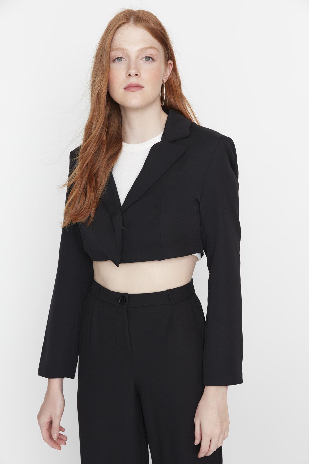 Trendyol - Black Double-Breasted Blazer