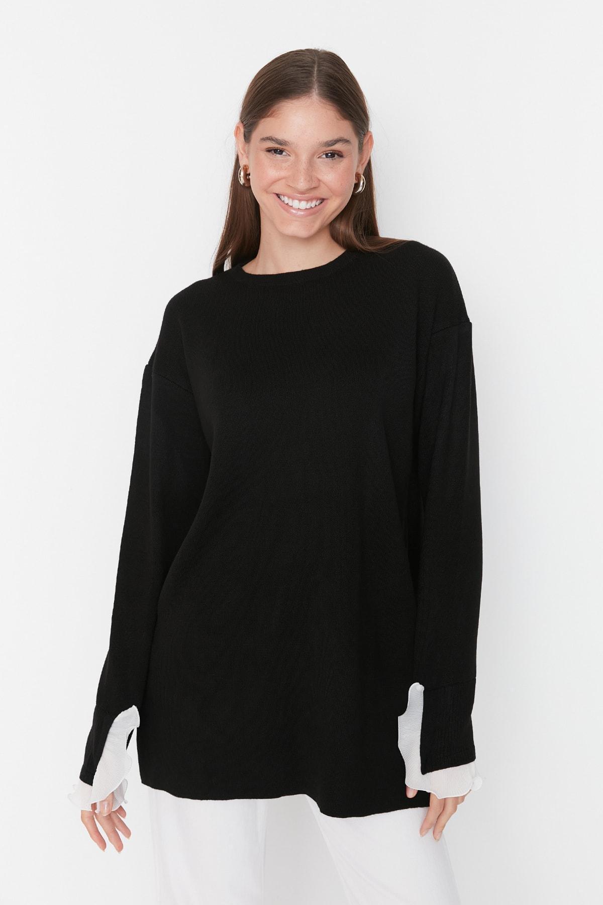 Trendyol - Black Oversize High Neck Sweater